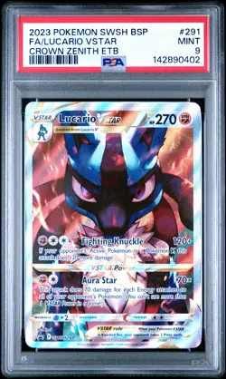 Lucario Vstar 291/159 Crown Zenith Elite Trainer Box Pokemon PSA 9 - Image 1
