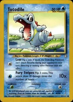 Pokemon Neo Genesis #081/111 Totodile (81) Common Lightly played - Image 1