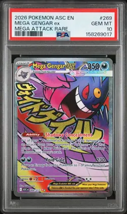 2026 Pokemon Ascended Heroes MEGA GENGAR ex #269 Attack Rare PSA 10 Gem Mint - Image 1