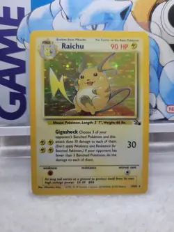 The Pokemon Company Raichu 14/62 Fossil Holo Rare Unlimited English 1999 LP MP - Image 1