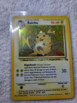 The Pokemon Company Raichu 14/62 Fossil Holo Rare Unlimited English 1999 LP MP - Image 2