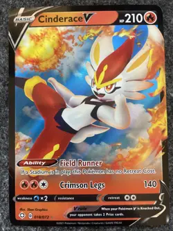 Pokemon TCG - Cinderace V 018/072 Ultra Rare - Shining Fates - Near Mint - Image 1
