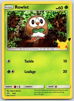 POKEMON MCDONALD'S 25TH ANNIVERSARY PROMOS ROWLET 007/025 PROMO HOLO NM - Image 1