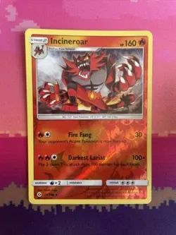 Pokemon Card Incineroar Sun & Moon Reverse Holo Rare 26/149 Near Mint - Image 1