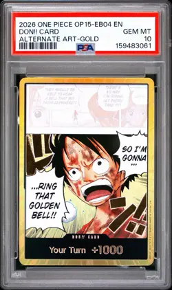 2026 ONE PIECE OP15 EB04 KAMI'S ISLAND LUFFY DON!! CARD AA GOLD PSA 10 - Image 1
