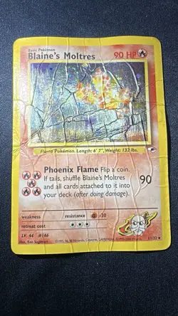 Blaine's Moltres 1/132 HOLO Rare Gym Heroes Pokemon Card PSA 1 Worthy 🌀 SWIRL - Image 3