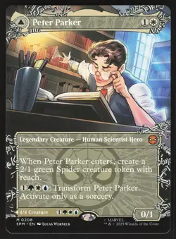 Peter Parker (0208) (Borderless) 208 Mythic MTG Marvel's Spider-Man - Image 2