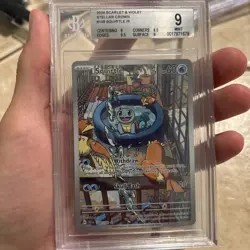 2024 Pokemon SCR En Stellar Crown Squirtle Illustration Rare Card 148/142 BGS 9 - Image 1