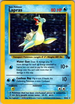 Lapras 10/62 Holo Rare Fossil Pokemon Unlimited Holo Near Mint - Image 1