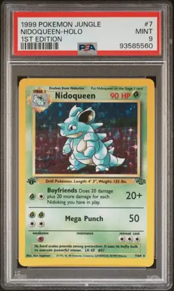1999 Pokemon Jungle 1st Edition #7 Nidoqueen - Holo PSA 9 MINT - Image 1