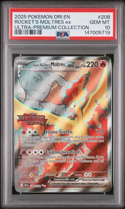 Pokemon Team Rockets Moltres EX 208 Destined Rivals Stamped Full Art PSA 10 - Image 1