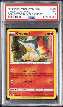 2022 POKEMON SWSH BLACK STAR PROMO COLLECTOR BUNDLE/CHEST CYNDAQUIL-HOLO PSA 7 - Image 1