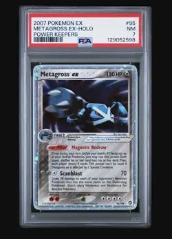 2007 POKEMON EX POWER KEEPERS METAGROSS EX #95/108 ULTRA RARE HOLO FOIL PSA 7 P1 - Image 1
