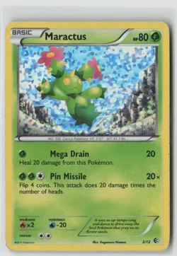 Maractus 002/012 Holo Promo McDonald's Promos 2011 Pokemon Damaged - Image 1
