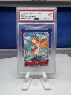 2023 One Piece Japanese Mini NAMI #OP01-016 Perforated May 💎 PSA 9 Mint - Image 1