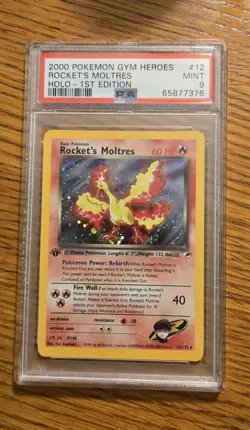 2000 Pokemon Gym Heroes Rocket's Moltres Holo 1st Edition #12 Mint PSA 9 - Image 1