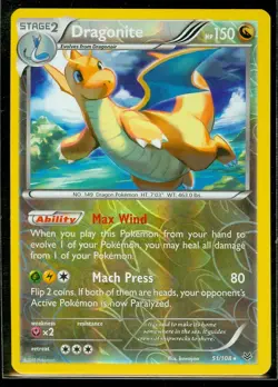 Pokemon DRAGONITE 51/108 - XY Roaring Skies - RARE Rev Holo - MINT - Image 1