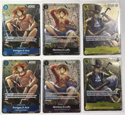 One Piece Promo Foil Cards (6x lot) 2 of each P-075 P-074 P-073 English Bandai - Image 1