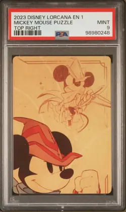 PSA 9 2023 Disney Lorcana First Chapter Mickey Mouse Puzzle Top Right - Image 1