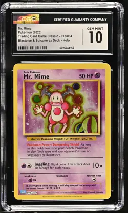 Mr. Mime 013/034 Blastoise & Suicune EX Deck Holo Pokemon CGC 10 Gem Mint - Image 1