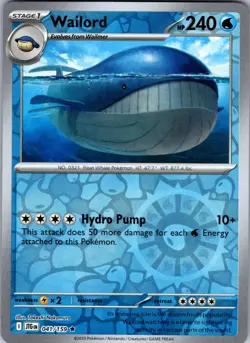 Wailord 041/159 Rare Journey Together Pokemon Reverse Holo Near Mint - Image 1