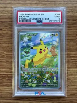 2024 Pokemon SVP Pikachu Promo Paldea Adventure Chest #088 PSA 9 - Image 1