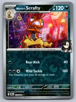 Marnie's Scrafty 133/182 Uncommon Destined Rivals Pokemon Reverse Holo Near Mint - Image 1