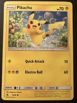 Pikachu 19/68 Pokemon Sun & Moon Hidden Fates 2019 Regular NM - Image 1