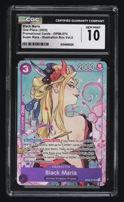 CGC 10 Black Maria OP08-074 Super Rare Promo Illustration Box Vol.2 2025 - Image 1