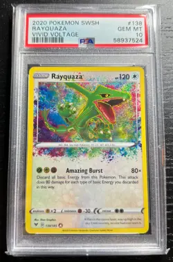 PSA 10 Gem Mint Rayquaza #138 Amazing Rare Vivid Voltage 2020 Pokemon SWSH - Image 1