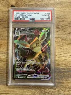 GRADED PSA 10 2021 Pokemon JPN.SWSH FA/Leafeon VMax Eevee Heroes #003 - Image 1