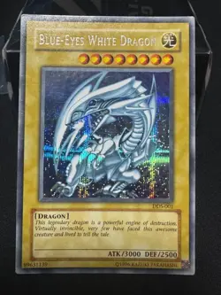 2002 Blue-Eyes White Dragon DDS-001 Secret Rare Holo YuGiOh Card English - Image 1