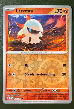Pokemon TCG Larvesta 24/191 Surging Sparks SV8 Reverse Holo NM - Image 1