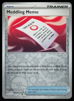 Meddling Memo 181/191 Uncommon Surging Sparks Pokemon Reverse Holo Near Mint - Image 1