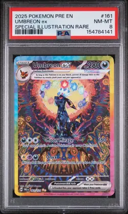 Pokemon 2025 Umbreon ex 161/131 Prismatic Evolutions EN SIR Holo PSA 8 - Image 1