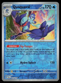 Quaquaval 052/191 Uncommon Surging Sparks Pokemon Reverse Holo Near Mint - Image 1