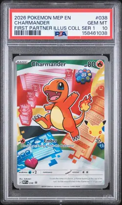 2026 POKEMON MEP EN-ME BLACK STAR PROMO #038 CHARMANDER PSA 10 - Image 1