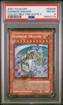 FOIL BLEED Rainbow Dragon CT04-EN005 PSA 8 YuGiOh 2007 Secret Rare - Image 1