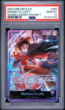 2024 ONE PIECE PROMOS SOUND LOADER VOLUME.1 #060 MONKEY D. LUFFY PSA 10 - Image 1