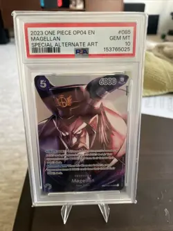 One Piece OP04 Kingdoms of Intrigue Magellan SP Alt Art English PSA 10 - Image 1