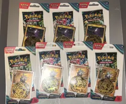 7 Pokemon Scarlet and Violet Twilight Masquerade Booster Packs + Coins 2024 - Image 1