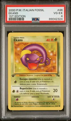 1999 Pokemon Italian Fossil #46 EKANS - 1ST EDITION PSA 4 VG-EX - Image 1