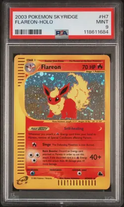 Pokemon 2003 Flareon Skyridge Holo Rare #H7 PSA 9 Mint - Swirl on Head - Image 1