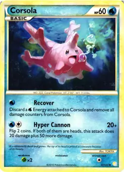 Pokemon TCG Corsola 37/123 HeartGold SoulSilver Uncommon DMG - Image 1