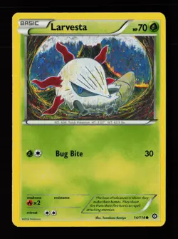 Larvesta 14/114 Common Tomokazu Komiya Steam Siege Pokemon Cards - Image 1