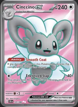 Cinccino EX Secret Rare Holo 240 HP Pokemon TCG Card 105/086 EN CRI - Image 1
