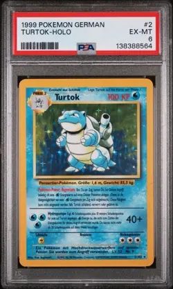 Pokemon Turtok Base Set Holo Rare 100HP Stage 2 #2/102 German 1999 PSA 6 - Image 1