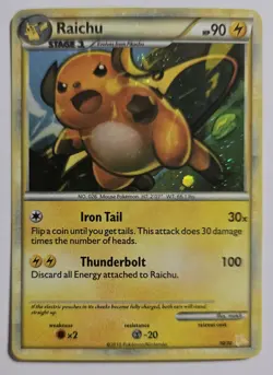Pokemon Raichu 30/30 HGSS Trainer Kit Holofoil Rare Holo TCG MP Condition - Image 1