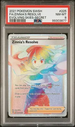 Pokemon - Zinnia's Resolve Rainbow 225/203 - 2021 SWSH Evolving Skies - PSA 8 - Image 3