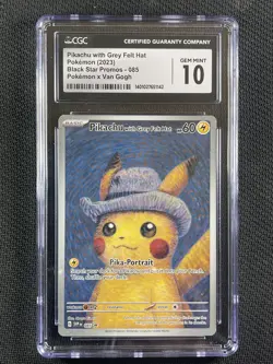 Pokemon Card CGC 10 GEM MINT Pikachu With Grey Felt Hat Van Gogh Promo 2023 #085 - Image 1
